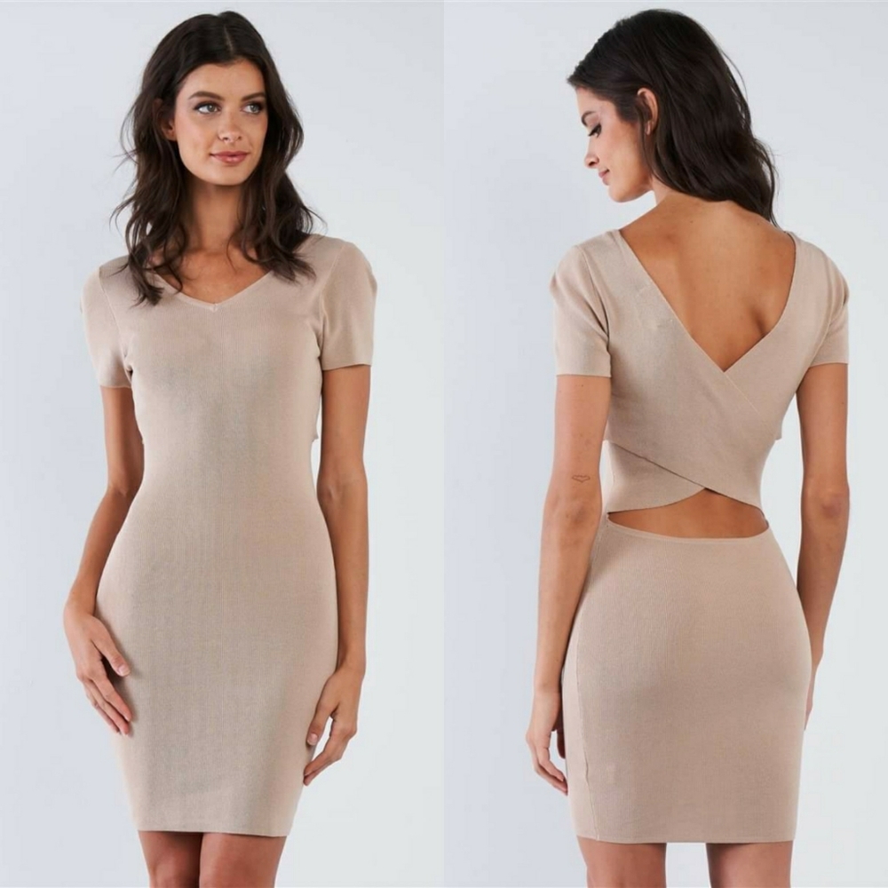 Elite Babe Wrap Back Ribbed Bodycon Mini Dress
